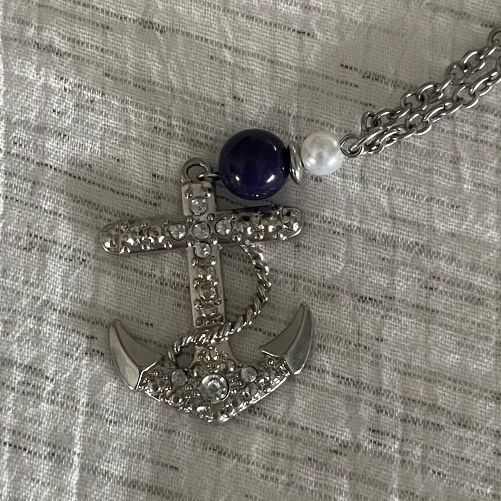 Silver Anchor Pendant Necklace